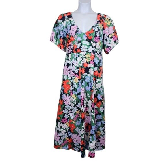 Old Navy Womens Puff Sleeve Multicolor Floral Print Midi Dress Size XXL - Picture 1 of 8